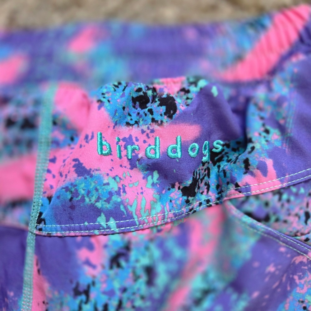 Birddogs Shorts Mens XXL Purple Pink Teal Swim Trunks Lined Zipper Pockets Retro - Picture 5 of 5